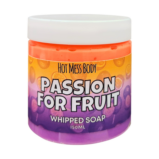 Passionfruit Mango Tropical Whipped Soap Hot Mess Body Bath Shower Skin Hair Products Skincare Vegan Cruelty Free Handmade Australia Shellharbour Wollongong Sydney Kiama Gerringong Milton NSW South Coast Afterpay Sensitive Skin Friendly Mousse Textured Hydrtraing and moisturising mothers day gifts fast delivery 