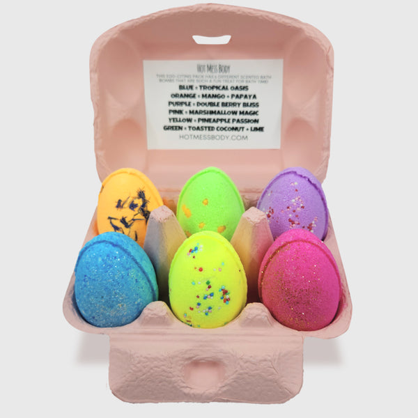 Vegan Friendly Cruelty Free Sensitive Skin Friendly Bath Bomb Fizzer Bubble Cocoa Butter Shea Butter Easter Bunny treat handmade by us in wollongong shellharbour illawarra sydney new south wales australia afterpay available handmade gifts for loved ones mum girlfriend partner wife daughter sister Children kids brother dad birthday treat Easter Egg Bath Bombs Eggciting Eggcellent Australian Made
